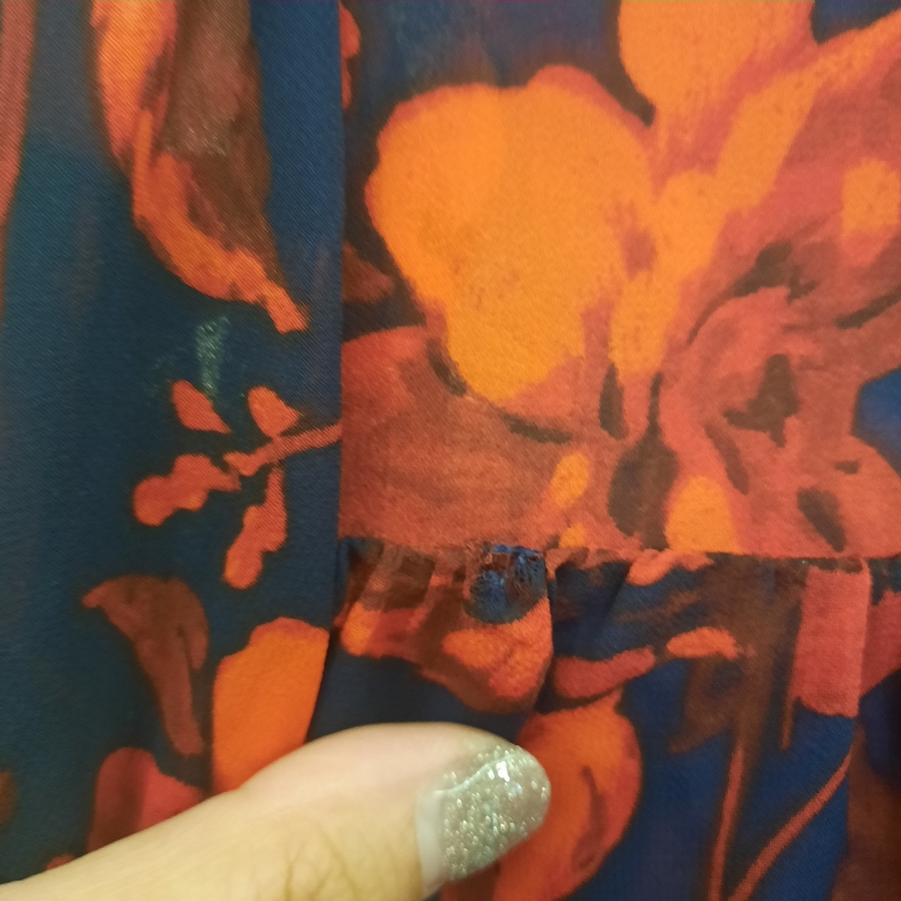 A New Day Women's Babydoll Floral Blouse XS Oversized - Picture 6 of 9